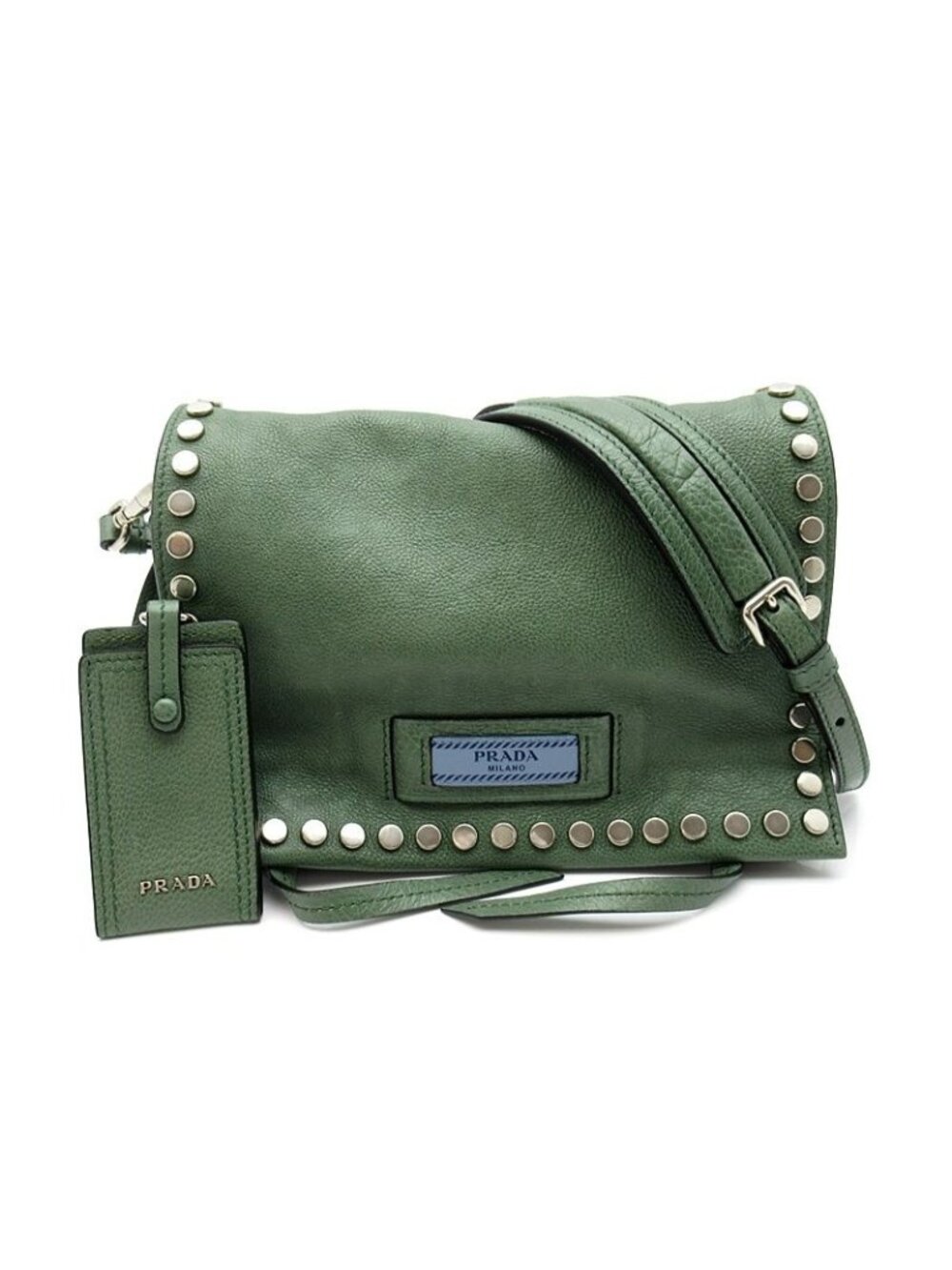 Prada Etiquette 2-Way Shoulder Bag Leather Green